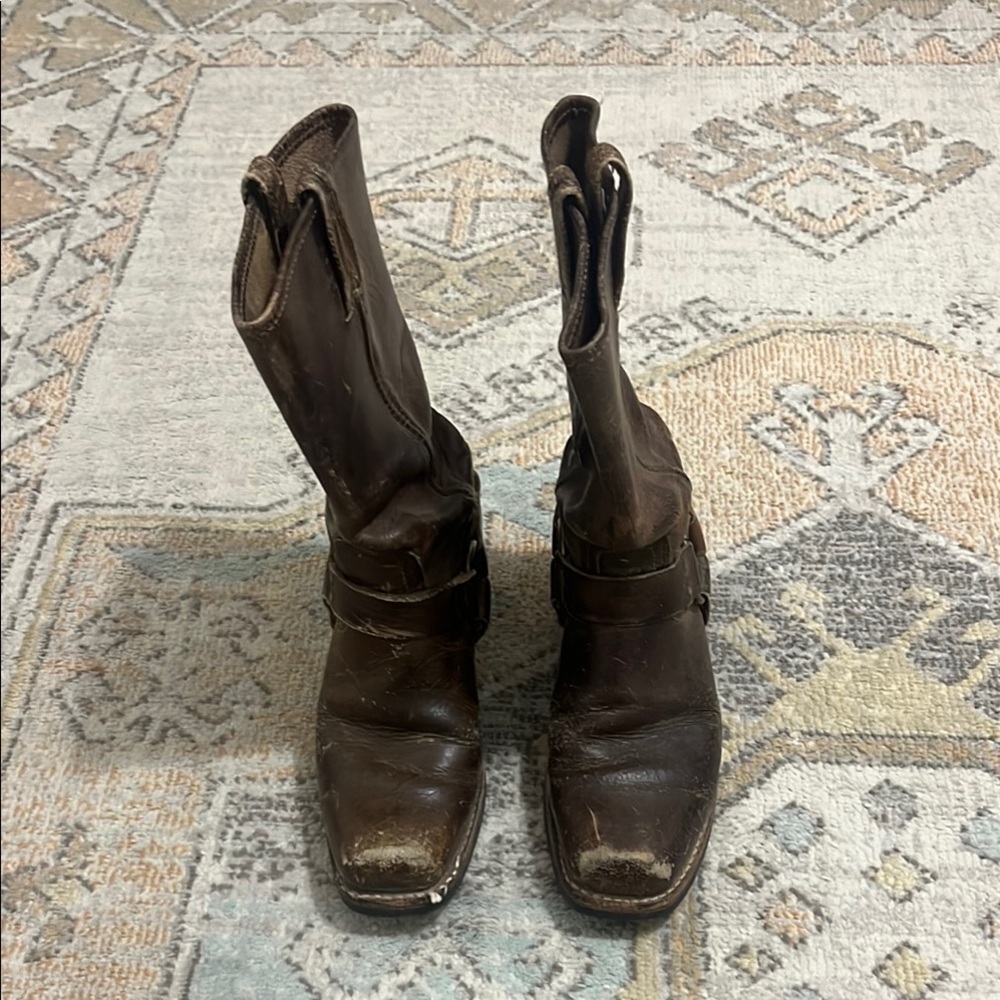 FRYE Brown Leather Cowboy Boots